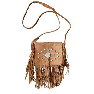 Union Bay Purse Southwestern Crossbody Faux Suede Fringe Boho Hippie Unionbay
